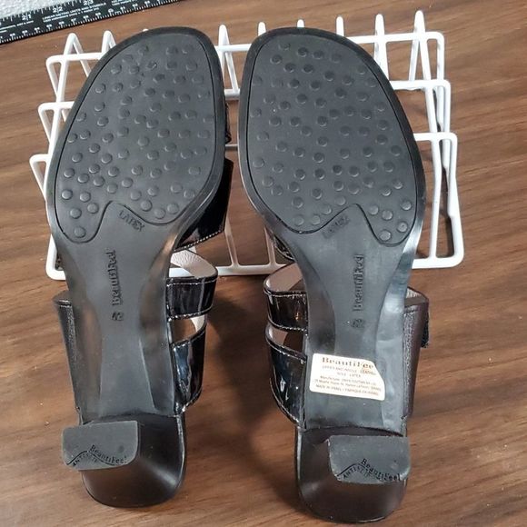 Beautifeel Begonia Black Smooth Patent Leather Sandals Velcro Adjustable‎ 42 11½ - Picture 5 of 12